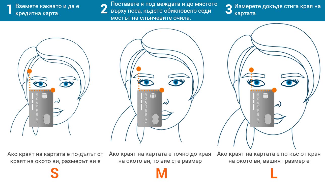 как да разчитате параметрите на слънчевите очила - Измерете размерите на слънчевите очила като използвате кредитна карта